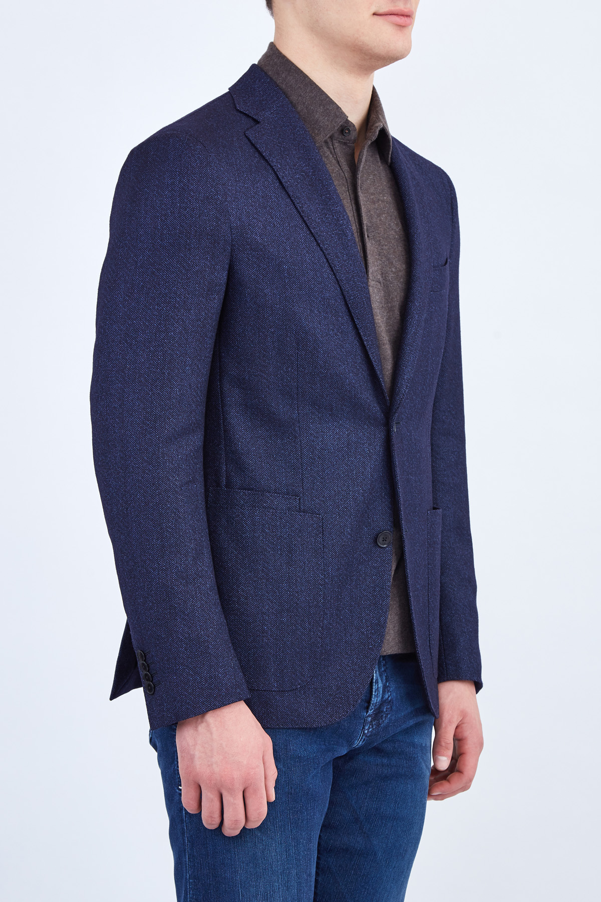 Пиджак в неаполитанском стиле из шерсти и шелка LUCIANO BARBERA, цвет синий, размер 46;50 - фото 3